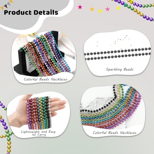 SHAOQINLIN 30 PCS Black Bead Necklaces, Black Mardi Gras Party Beads, New Year Eve Necklaces, 33 Inch Round Halloween Beaded Necklace for Mardi Gras, Christmas, Halloween, New Year Party Favors - color: Black