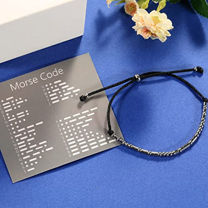 ASELFAD Morse Code Bracelets for Women, Funny Best Friend Birthday Gifts for Women Friendship Bracelets, Inspirational Jewelry, Teen Girl Gifts Trendy Stuff - style: Always In My Heart