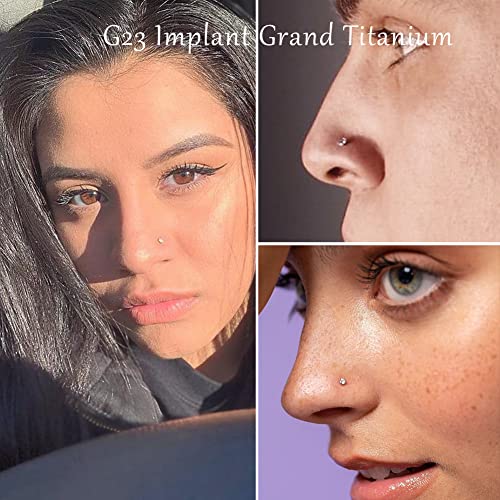 VOJO G23 Titanium 20G Nose Rings Hoops L Shaped Screw Nose Studs Diamond Small Piercing Jewelry for Women Men - color: 4 Screw Rings +2 Nose studs,20G