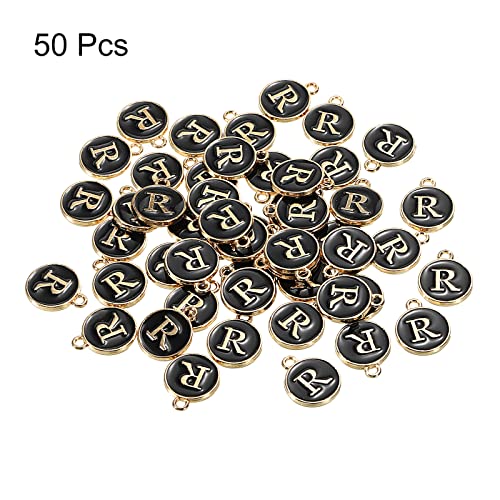 MECCANIXITY Alphabet Letter Charm Double Sided Alphabet Pendant, for Earring Jewelry Making - style: R