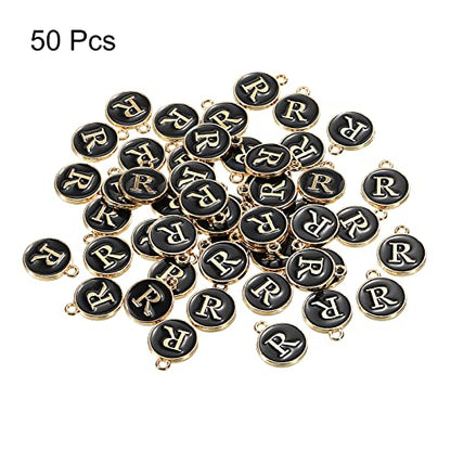 MECCANIXITY Alphabet Letter Charm Double Sided Alphabet Pendant, for Earring Jewelry Making - style: R