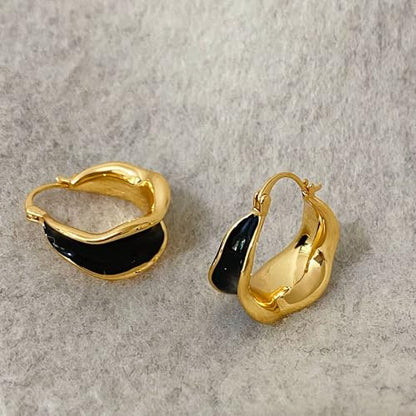 14K Gold Plated Chunky Hoop Earrings for Women Vintage Leopard Print Hoops Large Round Hoop Earrings Jewelry - style: Hoop J