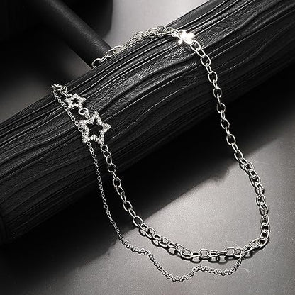 73 Pcs Gold Jewelry Set with 6Pcs Layered Necklace, 11 Pcs anklet and 7Pcs Earring Ear Cuff,12Hoop Earrings ,15pcs Rings,21pcs stud earrings Jewerly set for Women Pack for Friendship Party Gift - style: AA silver