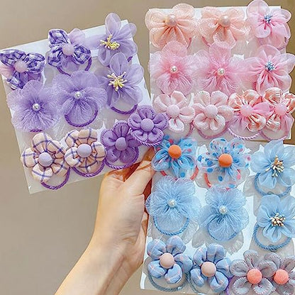 Baby Hair Accessories Set - 40 Pcs Cute Flower Elastic Rubber Bands, Hair Ties and Ponytail Holders for Girls and Toddlers (Random 4 Sets) - color: random 4 sets