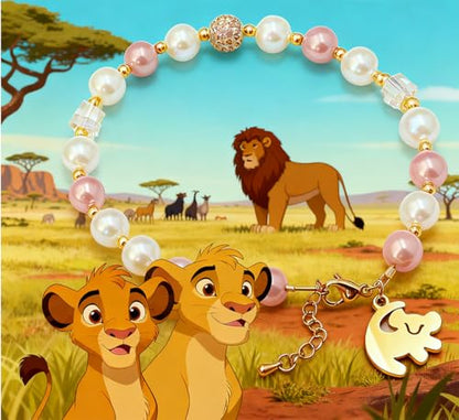 Lion Necklace Dainty Lion Lover Bracelet Earrings Animal Kingdom Gift Valentine's Jewelry - style: White+Purple-1