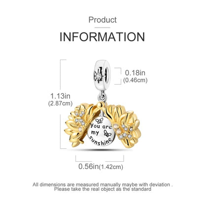 CYCUFF 925 Sterling Silver Charms Suitable for Bracelet Pendants Beads, Charm Necklaces Jewellery Gift for Women - color: Sunflower Charm With Opening And Closing