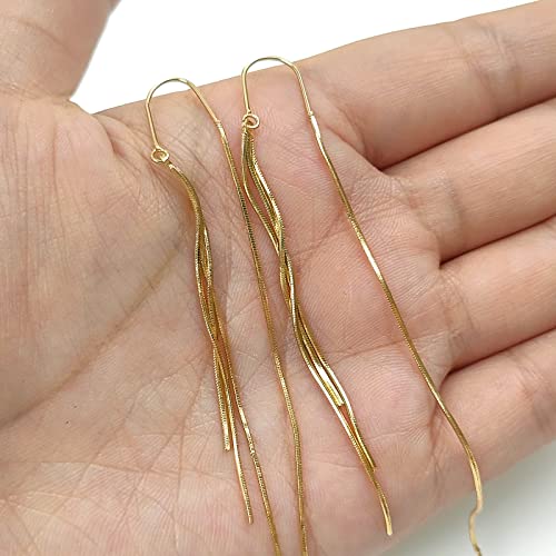 14K Gold Plated Threader Dangle Earrings Long Tassel Earrings Wedding Prom Earrings for Women Bridal - style: chain