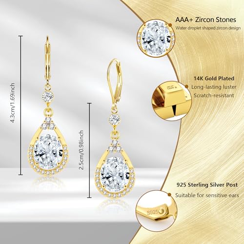Silver Dangle Double Hoop Earrings For Women Paperclip Link Earring | Drop Small Silver Earrings Square Huggie Paperclip Dangly Hoop Silver Hoops Earrings Jewelry - color: Gold TearDrop