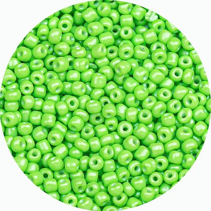 Legefo 4mm Glass Seed Beads Bulk, Bright Green 6/0 Small Mini Pony Seed Beads, Tiny Round Craft Bead for Bracelet Necklace Wrist Jewelry Making Beading Weaving DIY Crafts Supplies, 1000pcs - color: Bright Green