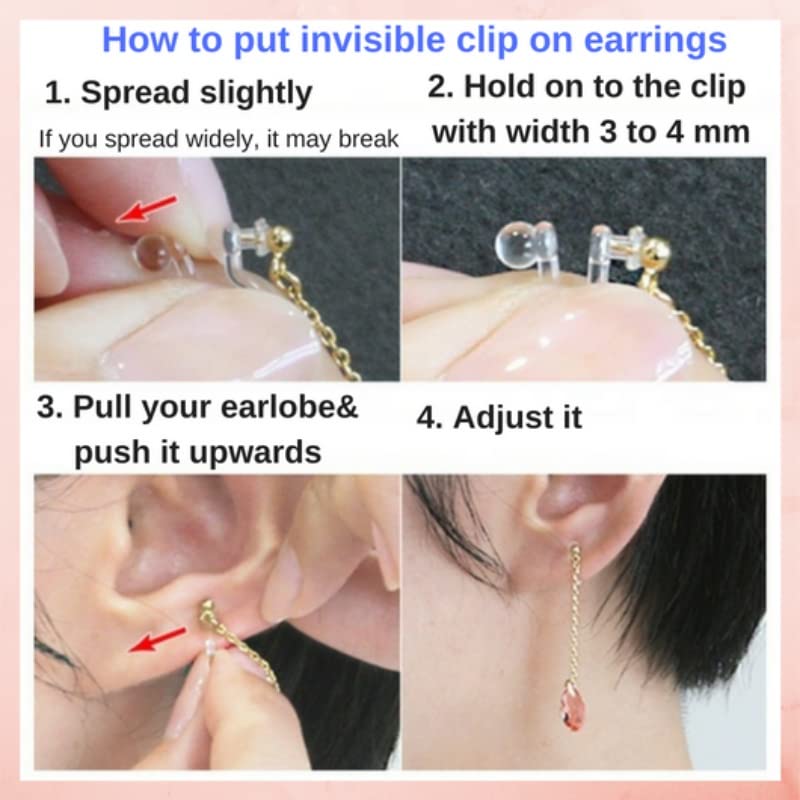 Drop Cubic Zirconia Invisible Clip On Earrings for Women Not Pierced Gold Teardrop Sqaure CZ Crystal Dangle Gold Silver Comfortable Clip On Earrings Bridal Wedding Prom - color: Oval Silver