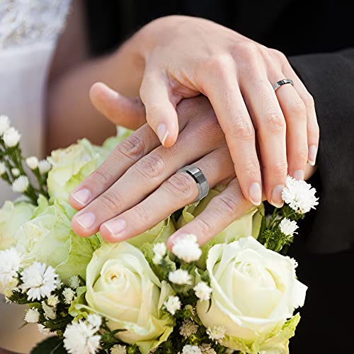 LerchPhi Engraved Custom Tungsten Rings For Men Wedding Band Personalized Titanium Promise Ring for Him Black/Red/Green/Purple/Blue Beveled Edge Szie 6 to 16 - color: No Custom - 8MM Tungsten Silver