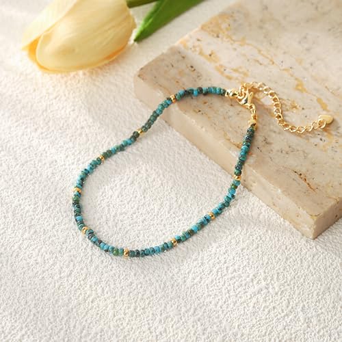 Starain Small Bead Anklets for Women Beach Foot Ankle Bracelet Cute Colorful Boho Beaded Anklets 8 inches - color: Tur