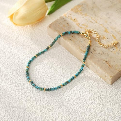 Starain Small Bead Anklets for Women Beach Foot Ankle Bracelet Cute Colorful Boho Beaded Anklets 8 inches - color: Tur