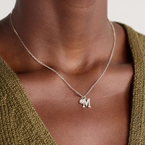 Sterling Silver Initial Necklaces for Women Girls Dainty Letter Necklace Stack Non Tarnish Silver Layered Necklaces Simple Chain CZ Diamond Pendant Necklaces Stacked A-Z Name Personalized Trendy Jewelry Gift - style: K