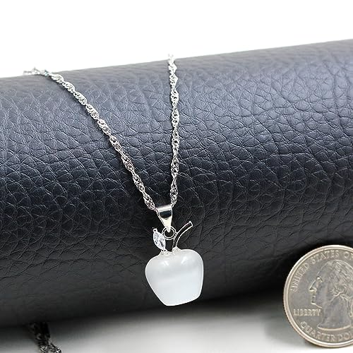 Uloveido Apple Necklace and Earrings Set for Women Cute Apple Jewelry Set for Teacher Mom YL007 - color: White