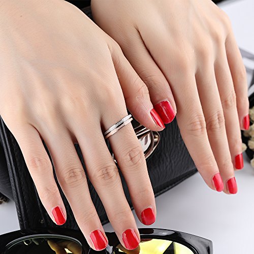 Women's Stainless Steel 2mm Thin Stacking Midi Rings Silver Rose Gold Sand Blast Finish Engagement Wedding Bands Size 3 to 10 - color: Gold