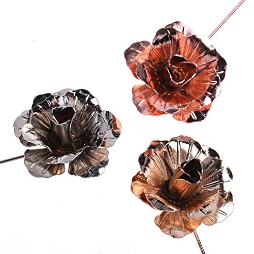 COSMOS Pack of 3 Men's Suit Metal Rose Lapel Flower Pin - color: Multi