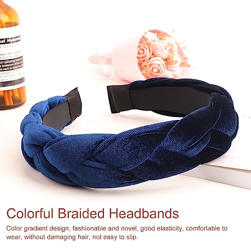 DRESHOW Braided Headbands for Women Velvet Hair Hoop Elastic Criss Cross Hair Bands Accessories - color: 01 Pc Velvet Braided: Blue