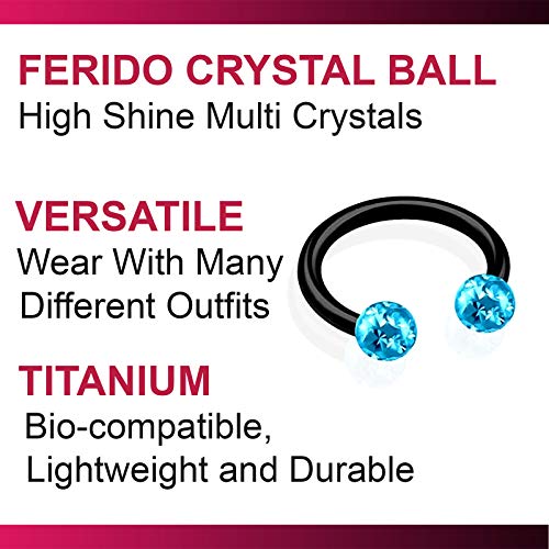 2pcs 16g Circular Barbell Black Titanium G23 Ear Helix Lip Eyebrow Tragus Nose Snake Septum Cartilage Bite Ring B2ICT - color: Aquamarine
