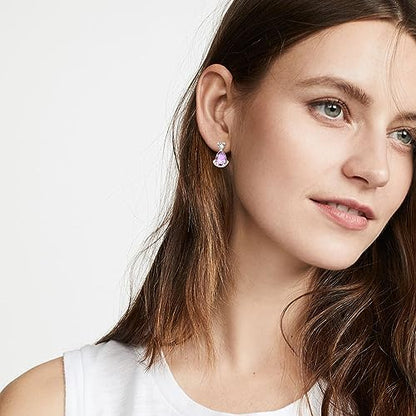 Birthstone Teardrop Crystal Stud Earrings for Women 925 Sterling Silver Solitaire Studs Halo Earrings for Birthday Gifts Teardrop Earrings for women - style: F June
