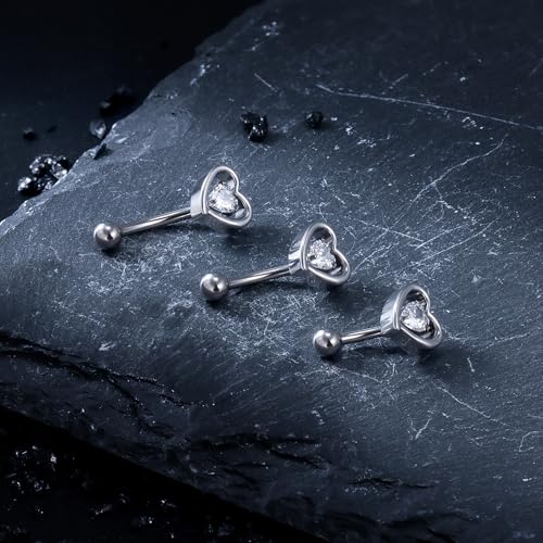 16G Astm F136 Titanium Eyebrow Piercing Jewelry Curved Barbell Eyebrow Ring Vertical Labret Lip Jewelry Daith Rook Earrings Navel Small Belly Button Ring Piercing Jewelry for Women Men CZ - style: 16G, 8MM Length-I