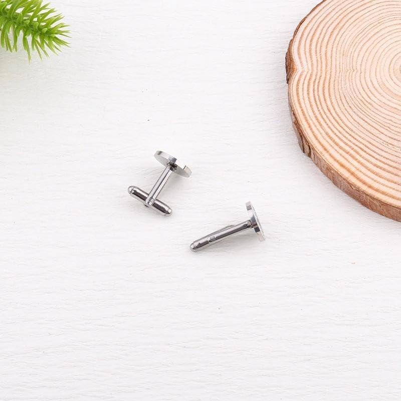 Silver Cufflinks for Men Wedding Engagement Gifts for Him Cuff Links 2Pcs Round Stainless Steel Engraved Cufflink for Shirt - color: I Loved Her First