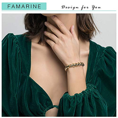 FAMARINE Gold Silver Chunky Bangle Bracelet for Women Men - style: Style B