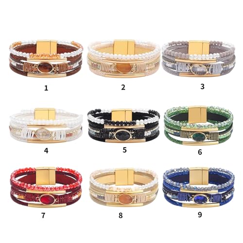 Bangle Styles Crystals Bead for Women Multiple Layer Stackable Jewelry Gift - color: H