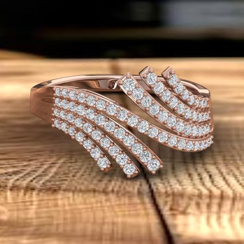 1/2 Carat Bypass Statement Diamond Ring in 10K Gold - color: Rose Gold