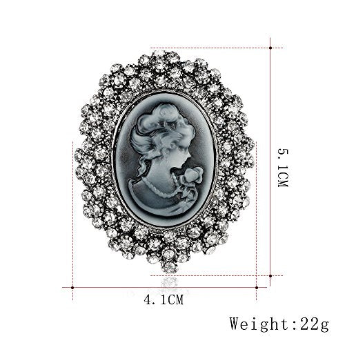JJTZX Victorian Black Velvet Lace Choker Gothic Lady Cameo Necklace Gift for Her - style: Brooch 11-Silver