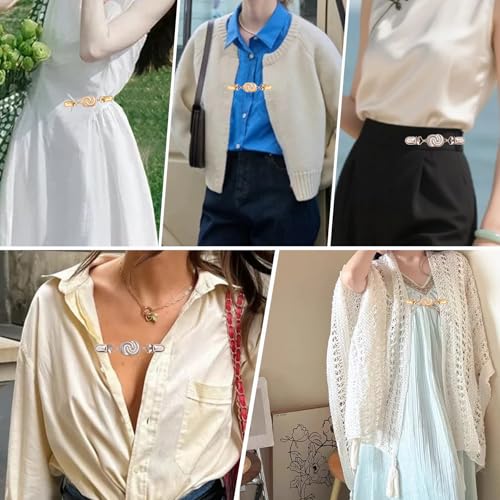 2 PCS Waist Cincher Clips Dress Clips Back Cinch for Shawl Cardigan Sweater Clothes Shirt Tightener Clip(Silvery Golden) - color: Color C