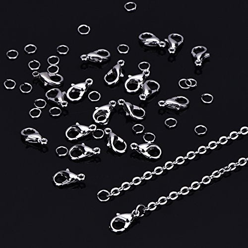 Outus 33 Feet Stainless Steel Chain Silver DIY Link Necklaces Chains with 20 Lobster Clasps and 30 Jump Rings for Jewelry Making (2.5 Mm) - size: 2.5 mm Wide