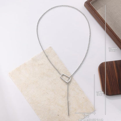 Large Statement Y-Necklace for Women – Bold Adjustable Lariat Pendant, Stainless Steel Geometric Link Chain, Minimalist Holiday Gift Modern Y-Shaped Necklace for Men Women
