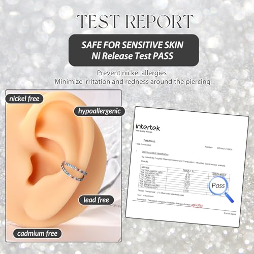 GAGABODY Conch Piercing Double Open Stack with CZ 16 Gauge Hoop Earrings 18g Septum Jewelry 20g Septum Ring Daith Earrings 316L Surgical Steel Lip Rings Helix Rook Cartilage Earrings Hoop - color: Style13:Gold+Double Hoop Rainbow CZ