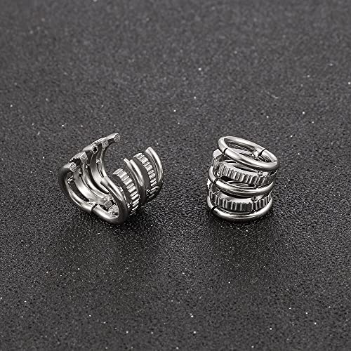 Casvort 2 PCS Hypoallergenic 316 Stainless Steel 00G/3/4'' Stacked Ring Cuffs for Stretched Lobe Ear Gauges Plugs Ear Tunnels Stretcher Earring Studs Clip on Cartilage Body Piercing Jewelry - color: Silver Shine 10mm (00g)