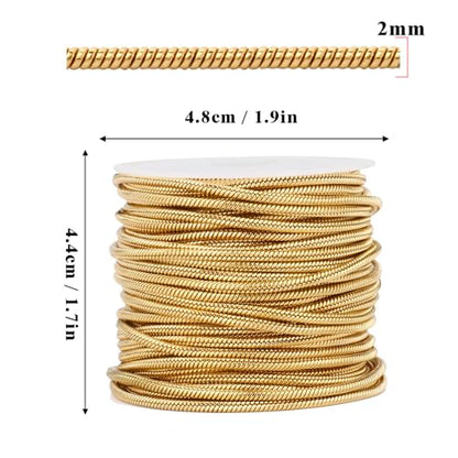 33FT 2mm Thin Stainless Steel Gold Snake Chains Bulk for Jewelry Making | 18K Gold PVD Plated 304 Stainless Steel Round Snake Chain Roll Spool for DIY Craft - color: 2mm Gold Round Snake Chains