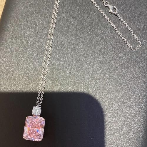 Luxury Sweet Pink Cubic Zirconia Pendant Necklace for Women Charms Jewelry - color: Two-tone