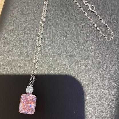 Luxury Sweet Pink Cubic Zirconia Pendant Necklace for Women Charms Jewelry - color: Two-tone