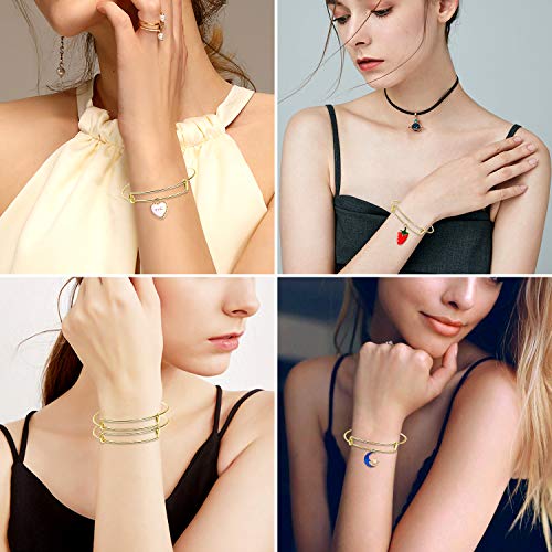 UPINS 60Pcs Gold Expandable Bangle Bracelets Adjustable Wire Blank | Stainless Steel Women Bracelets for DIY Jewelry Making Crafting Supplies for Beginners Experienced Jewelry Makers - color: Gold