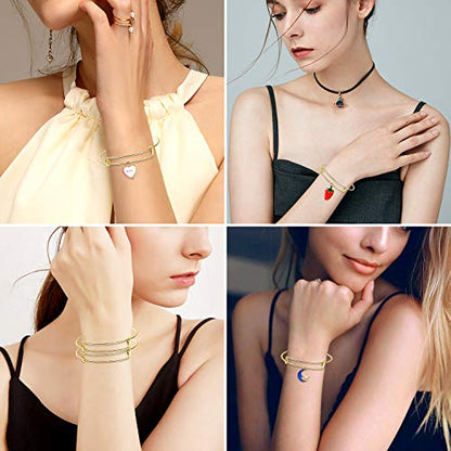 UPINS 60Pcs Gold Expandable Bangle Bracelets Adjustable Wire Blank | Stainless Steel Women Bracelets for DIY Jewelry Making Crafting Supplies for Beginners Experienced Jewelry Makers - color: Gold