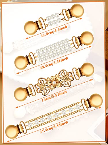 4 Pieces Vintage Sweater Shawl Clips Retro Cardigan Collar Dress Shirt Brooch Clips for Women Wearing, 4 Styles(Delicate Style)