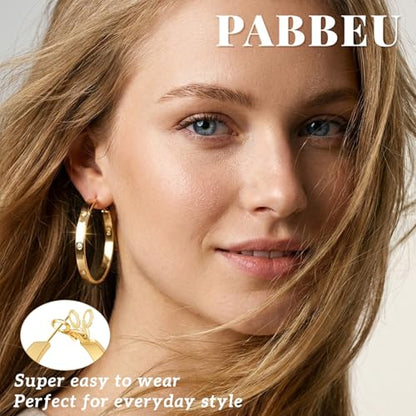 5MM Wide 925 Sterling Silver Post Hoop Earrings Hypoallergenic Lightweight | Sparkly 14K Gold Plated Large Rhinestone Hoop Earrings Big Cubic Zirconia Earring Hoops for Sensitive Ears 30/40/50/60/70MM - color: 70mm Gold