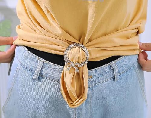3 Pack Metal Tshirt Clips and Rings 1.9 Inch Large T-shirt Clip Scarf Ring for Girl Women - color: silver
