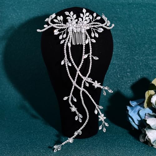 JHOO Rhinestone Hair Vine Comb, Bridal Wedding Hair Accessories,Silver Alloy Headpiece for Bridesmaids (Silver) - color: Silver