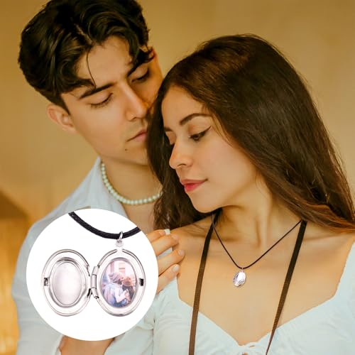 Elecrelive Locket Pendants Photo Frame Charms Memory Photo Charms Heart Locket Photo Frame Pendants - color: Silver - Oval