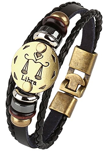 Punk Alloy Leather Bracelet for Constellation Braided Rope Bracelet Bangle - style: Libra