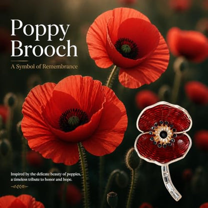 Flower Brooch for Women Rhinestone Pearl Zirconia Flower Lapel Pin Birthday Holiday Gift for Mother Wife Girlfriend - color: 14 Poppy