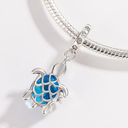 Gold Flower Family Charms for Bracelet Bead Charm for Women Jewelry Present - style: Blue Sea Turtle