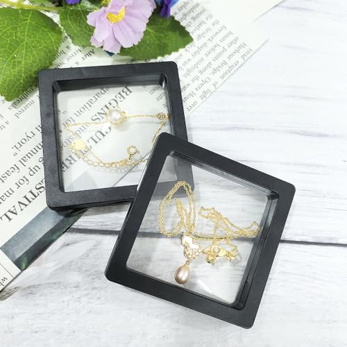 Portable Travel Jewelry Organizer, Black Square Jewelry Display Case, Transparent Window for Coins and Collections (Black, 2.75*2.75*0.51 inches) - size: 2.75*2.75*0.51 inches
