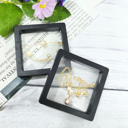 Portable Travel Jewelry Organizer, Black Square Jewelry Display Case, Transparent Window for Coins and Collections (Black, 2.75*2.75*0.51 inches) - size: 2.75*2.75*0.51 inches